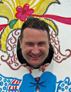 The Rector, the Rev. Simon Doogan, dripping wet after taking a pounding on the sponge board at Aghalee Parish Fair on Saturday 10th June.