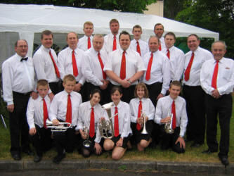 Conductor John Henry and Bawn Silver Band, Aughnacloy, who played at a Fundraising barbeque held in Legacurry Presbyterian Church on Friday 16th June to raise money for missionary outreach work in Burkina Faso, West Africa helping with building projects.