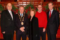 Pictured at morning worship in Seymour Street Methodist Church on Sunday morning 3rd December are L to R: The Rev Brian Anderson, the Mayor - Councillor Trevor Lunn, the Mayoress - Mrs Laureen Lunn, David Dunlop - Society Steward and Desmond McCarthy - Property Steward.