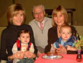 James Boyd pictured with his daughters Pamela Matchett and Brenda Workman and greatgrandchildren John McQuitty and Noah Legge.  The picture was taken during the celebration of the children�s 1st birthdays at the Bread and Cheese Lunch in First Lisburn last Tuesday.