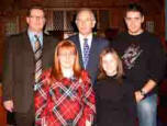 Members of the congregation who read the Scripture lessons at the Carol Service in First Dromore Presbyterian Church last Sunday afternoon (17th December). L to R: (front) Pamela Gibson (Girls Brigade) and Lauren Alderdice (Sunday School). (back row) Alan Poots (Congregational Committee), Cecil Gamble (Session) and Matthew Poots (Boys Brigade).