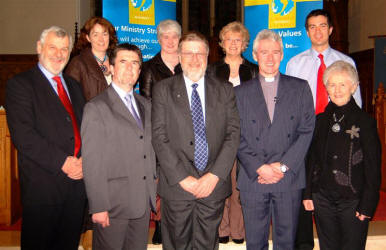 Pictured at the annual service of thanksgiving for the work and witness of the Leprosy Mission Northern Ireland held in Lisburn Cathedral last Sunday afternoon are L to R: (front row) Mark Noble - member of TLM Council, Sam Smith - Development Officer/Youth Worker TLM NI, Colin Ferguson - National Director TLM NI, Rev Canon Sam Wright, Rector of Lisburn Cathedral and Dr Margaret Wallace - member of TLM Council. (back row) Dr Gwyneth Hinds - Chairman of TLM Council, Joy Jamieson - PA to National Director, Daphne Kerry - Clerical Officer and Andrew Skelly - Lisburn Cathedral organist.