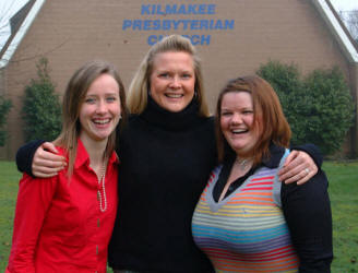 Union College student Kathry Viner (centre) and Youth for Christ workers Ashlee Coday (left) and Amy Logan (right) took part in morning worship at Kilmakee Presbyterian Church on Sunday 4th February.  