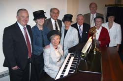 At the special service in Hillsborough Free Presbyterian Church on Tuesday 11th September are Miss Marjorie Boreland MBE (seated at organ) and L to R: Rev Dr Stanley Barnes, Mrs Ina Barnes, David Williamson MBE (Clerk of Session), Mrs Emilene Williamson, Rev Gordon Cooke (former Student Minister of Hillsborough), Mrs Margaret Cooke, Rev Dr Fred Greenfield (Dunmurry Free Presbyterian Church) and Mrs Jean Greenfield.