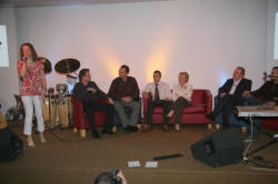 Kamila Nowicka conducts interviews with L to R: Przemek Feliga, Lukasz Nowicki, Artur Swiecikowski, Elizabeth Gilpin, Brian Agnew and Mariusz Borek at the special service on Sunday evening (21st October) marking the first anniversary of Lisburn's Polish Mission Church.