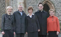 At the Christmas Nativity in Hillsborough Parish Church last Sunday morning (23rd December) are L to R: Angela Ballentine (Rector's Churchwarden), the Very Rev John Dinnen, Mrs Jane Dinnen, the Rev Simon Richardson (Curate) and Elizabeth Bell (People's Churchwarden).