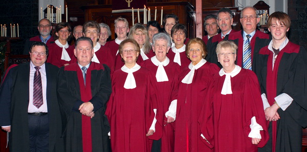 First Lisburn Presbyterian Church Choir with Director of Music Tom Whyte (left) and soloist Nick Parks (right) pictured at the service of nine lessons and carols last Sunday evening (21st December).