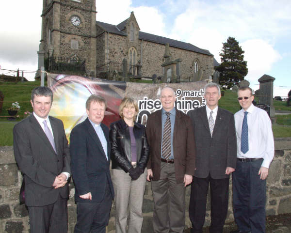 At the morning Praise Service in Magheragall Parish Church last Sunday (9th March) are L to R: Nigel Adams (Rectors Warden), Rev Nicholas Dark (Rector), Bronwen Dark and evangelists Paul Hoey, Roger Murphy and Paul Woodman.