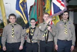 The Queen�s and District Colour Party. L to R: Daniel Henry, Conor McCullough, Daryl Connery and Michael Griffin.