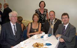 Mrs Jean Gibson pictured with special guests Mr Victor Hamilton (Grandson of third minister), Mrs Margaret Tinsley (Mayoress), Councillor James Tinsley (Lisburn Mayor) and the Lagan Valley MP Jeffrey Donaldson.