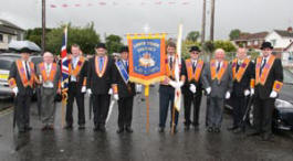 District Officers pictured at the Lower Iveagh District Service in Second Dromara Presbyterian Church last Sunday afternoon (6th July). L to R: Bro Eric Jess (Worshipful District Master), Bro Robert Murphy (District Lay Chaplain), Bro Gareth Lough (Standard Bearer), Bro Victor Harrison (County Grand Master), Bro Richard Martin (Standard Bearer), Bro Geoffrey Bradford (Standard Bearer), Bro David Hobson (District Secretary), Bro Norman Dewart (District Tyler), Bro William Martin (Assistant District Treasurer) and Bro Dr Jonathan Mattison (Deputy District Master).