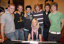 L to R: Jonny Mills, David McKechnie (sound), Peter Nickell, James Toal, Niall Hilary and Claire Norris (seated at keyboard), led the praise at the official opening of the new Lisburn Exodus Centre.