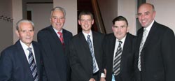 Dromara Reformed Presbyterian Church elders pictured with their new minister, the Rev Geoffrey Allen. L to R: William Campbell, John Bond, Rev Geoffrey Allen, William Gamble and Gordon Bond. Missing from the photo, Harold Kerr, Clerk of Session.