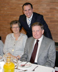 Pastor Nick Serb pictured with the architect, Robert Hewitt and his wife Myrtle at the 30th anniversary dinner in Mount Zion Free Methodist Church last Saturday night (18th October).