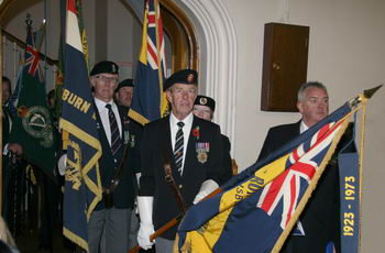 The colour party prepare to present the colours at the Remembrance Day Service in Lisburn Cathedral last Sunday morning.