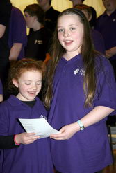 Aideen Nolan and Maeve McKernan, young parishioners from Derriaghy Parish pictured on stage during �Songs from the Shows� in the Parish Centre last Saturday evening (29th November).