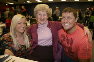 Ella Mae Agnew and her grandchildren Lynsey and Stephen enjoying the 10th birthday celebrations.