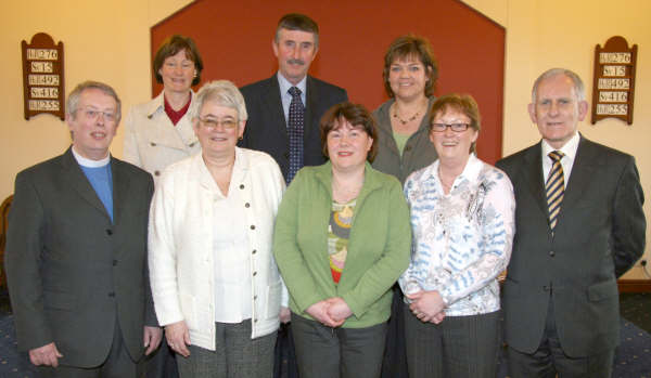 L to R: (front row) The Rev Ed McDade, Roberta England, Iris Murphy, Nathalie Scott and the Rev Dr Edmund Mawhinney (Assisting Retired Minister). (back row) Anne Macauley, Clem Gilbert and Amanda McLernon.