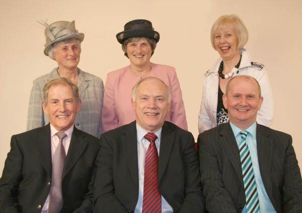 Ballykeel Baptist visitors pictured at the Induction Service of Pastor Clifford Morrison who was welcomed to the Pastorate of Carr Baptist Church last Friday evening (17th April).  L to R: Gordon Davis (Secretary), Pastor Jackie Hughes and Jim Adams (Deacon). (back row) Margaret Ball, Eileen Ball (Organist) and Roberta Adams (Organist 