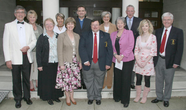 At the Spring Festival of Song in First Lisburn Presbyterian Church on Sunday 24th May are L to R: (front row): Max Brockman-More (Musical Director), Frances Couldridge (Accompanist), Maria King (Treasurer of Swindon Male Voice Choir), Tom Whyte (Accompanist Queen’s Island Victoria Male Choir), Hazel McCall (Christian Aid Convener First Lisburn), Clara Costley (Guest Soloist), Alastair McQuoid (Conductor Queen’s Island Victoria Male Choir). (back row): Angela McConnell, Margaret Rooney, Rev John Brackenrdige, Joan Parks and Ted Parks.