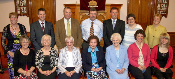 Organist Mrs Joan McKee and the church choir pictured at a ‘Launch Weekend’ in Trinity Boardmills Presbyterian Church last Sunday evening. L to R: (front row) Hazel Kirk, Elizabeth Bell, Iris Conroy, Mrs Joan McKee (Organist), Sadie Scott, Helen Birt and Rosie Bell. (back row) Margaret Hanna, George Hanna, Adrian Patterson, Jonathan Shaw, Alastair Martin, Angela McKee and Dr Margaret Patterson.