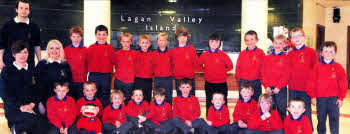 Leaders Duncan Campbell, Pamela McElhinney and Sherryn Mulligan with the Anchor Boys and Basil the Anchor Boy puppet at the Centenary Display.