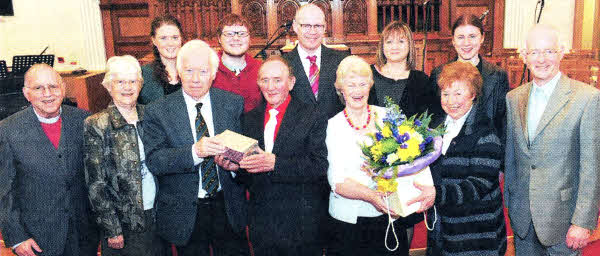 At a presentation in Railway Street Presbyterian Church marking the 40th anniversary of Joe and Adeline McKibben's appointment as caretakers 