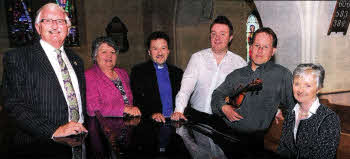 L to R: Councillor Ronnie Crawford (Former Lisburn Mayor), Jean Crawford, Rev Paul Dundas (Rector), Richard Yarr (Christ Church Organist), Alan McClure (Violinist) and Elizabeth Bicker (accompanist).