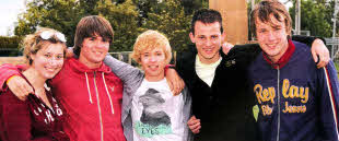 Cara Neil, Neil Woods, Bobbie McConaghie, Lloyd Gillespie and Conor Neill watching the action at the slippery sllde.