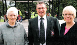 Garvey cornet player Alan Walker pictured with his mother Margaret and his wife Pauline.