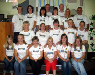 Pictured at the Holiday Bible Club - �Streetwise� in Emmanuel Baptish Church, Ballymacash are leaders: (front row) Julie-Ann Cleland, Naomi Foster, Elaine Glendinning, Maureen Taylor, Rachel Williams and Jenny Foster. (second row) Margaret Roberts, Noreen Littler, Elaine Murdock, Catherine Wright and Robert Murdock. (back row) Alistair Quigley, Lisa Quigley, Maeve Preston, John Palmer, Liz Palmer, Wesley Wright, Lynn Martin and Tommy Roberts.