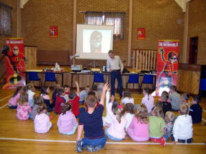 David McCarthy - Summer Assistant, pictured giving a short talk to the children who attended this week�s Holiday Bible Club at Ballinderry Presbyterian Church.