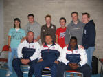 Pictured at Lisburn Leisureplex on Saturday 24th September 2005 are Philip Anderson, David Massey, Stephen Managh, Johnny Woolsey, John George and Tim McEwan pose with the Tough Talk team - Simon Pinchbeck, Ian McDowell and Marcus Williams.