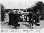 Sir Robert Hart's first brass band in 1891, playing in front of his bungalow in Peking