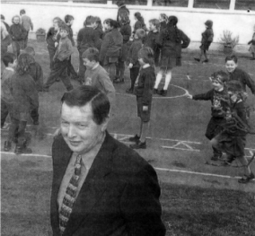 Mr Harry Simpson past pupil and retired Governor of Hillhall Primary looks round the school at the 50th anniversary celebrations.