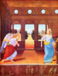 The Annunciation--By Lorenzo di Credi. Copyright, W. F. Mansell. The picture represents the visit of the Angel Gabriel to the Blessed Virgin with the salutation, ' Hail, full of grace.' This salutation is reserved for Our Lady alone, for rightly she is called full of grace who alone obtained a grace merited by none save herself. The feast of the Annunciation is celebrated on March 25. Lorenzo di Credi was an exponent of the Florentine School. He was born at Florence in 1457, and died there in 1537 The Annunciation--By Lorenzo di Credi. Copyright, W. F. Mansell. The picture represents the visit of the Angel Gabriel to the Blessed Virgin with the salutation, ' Hail, full of grace.' This salutation is reserved for Our Lady alone, for rightly she is called full of grace who alone obtained a grace merited by none save herself. The feast of the Annunciation is celebrated on March 25. Lorenzo di Credi was an exponent of the Florentine School. He was born at Florence in 1457, and died there in 1537