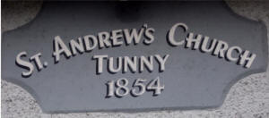 Stone tablet at St Andrew’s, Tunny.