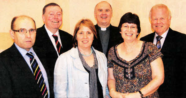 Councillor John Palmer, Alderman Paul Porter, Councillor Jenny Palmer, Damask Chairman Rev Brian Anderson, Damask Secretary Jane Dawson and Lagan Valley MLA Trevor Lunn. Lagan Valley MLA and Lisburn Alderman Paul Givan was also at the Service.