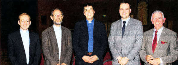 Rev Colin Gracie (Dromore and Priesthill), who led the service, Mr Ivan Barr, Trinity Methodist Society Steward, Mr Tom Millar, Circuit Steward, Rev Peter Mercer (Magheragall and Broomhedge), and the Rev David Turtle.