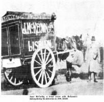 Isaac McCarthy, a bread server with McKeown's bakery during his deliveries in 1910.