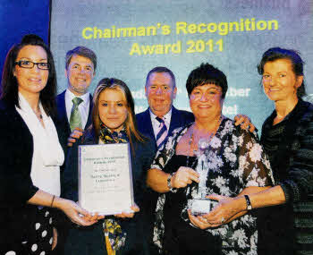 Edel Morgan (Deputy Manager Flaxfield), Hugh McCaughey (Chief Executive SE Trust), resident, Colm McKenna (Chairman), Beverley Wright and Sandra Pollock