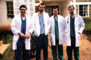 Gareth (right) with fellow medical students, from left to right: Paul Karayiannis, Matthew Arneill and Ian Dunwoody.