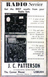 A very special and upmarket radio service was on offer in 1958 in Lisburn by local store JC Patterson.